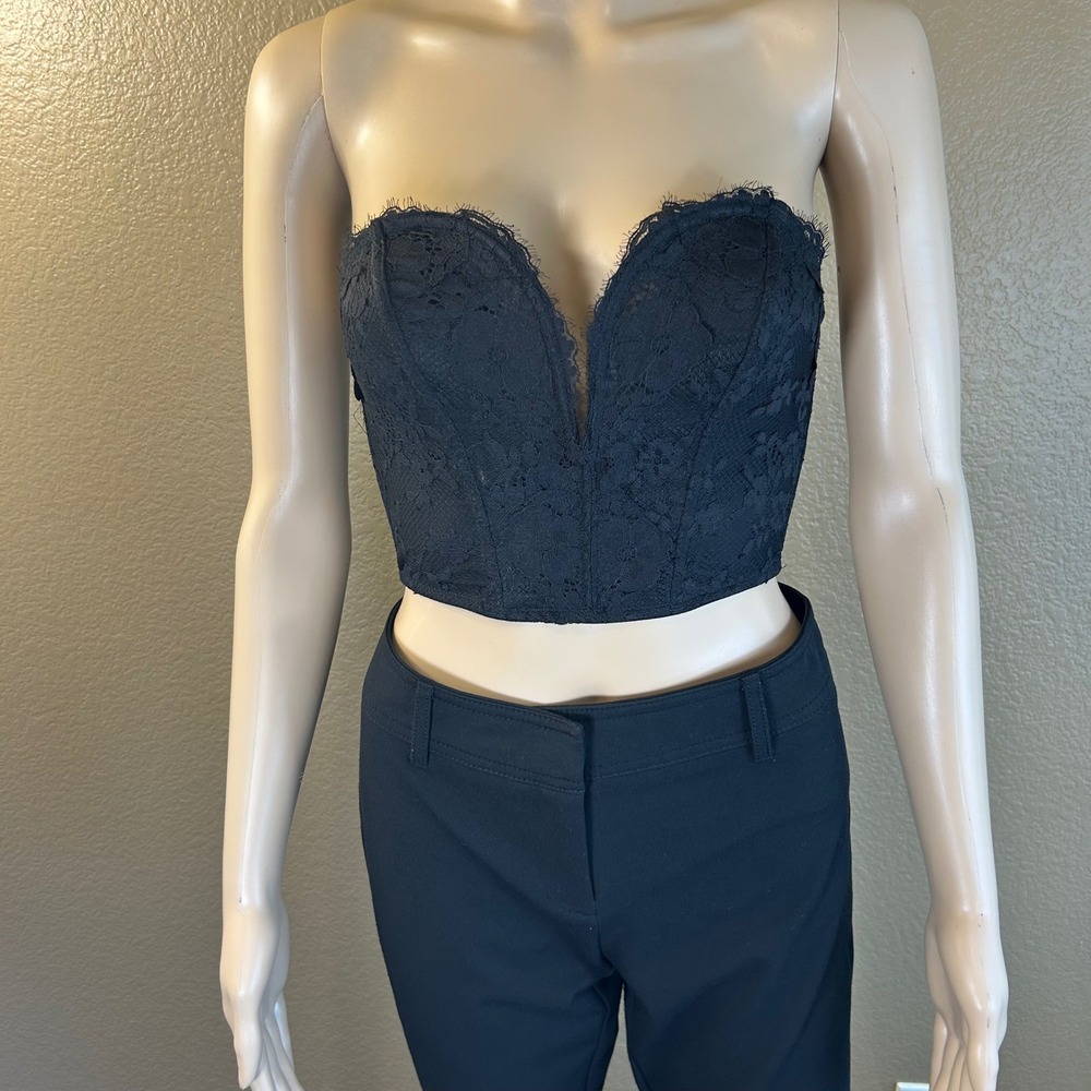 Victorias Secret Dream Angels Black Lace Corset Top Bustier XS Strapless Plunge